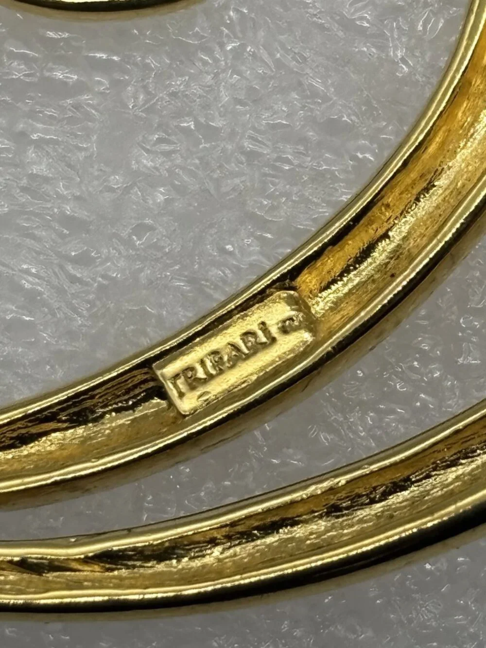 Vintage Trifari Double Waves Swirl Curl Brooch Pin Polished Gold Tone and Signed
